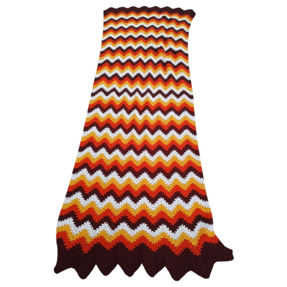 Handmade Chevron Fall Colors Granny Blanket Small Throw/lap Size